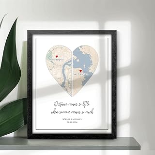 Custom Map Heart Art - Long Distance Relationship Gifts